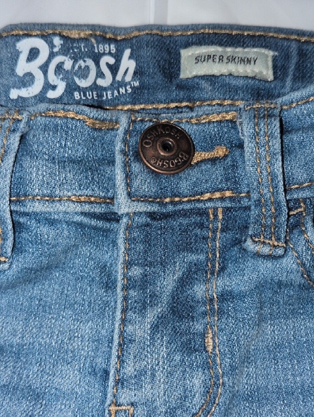 OshKosh B'gosh Medium Blue Denim Super Skinny Jeans with Gold Stitching - Picture 3 of 5